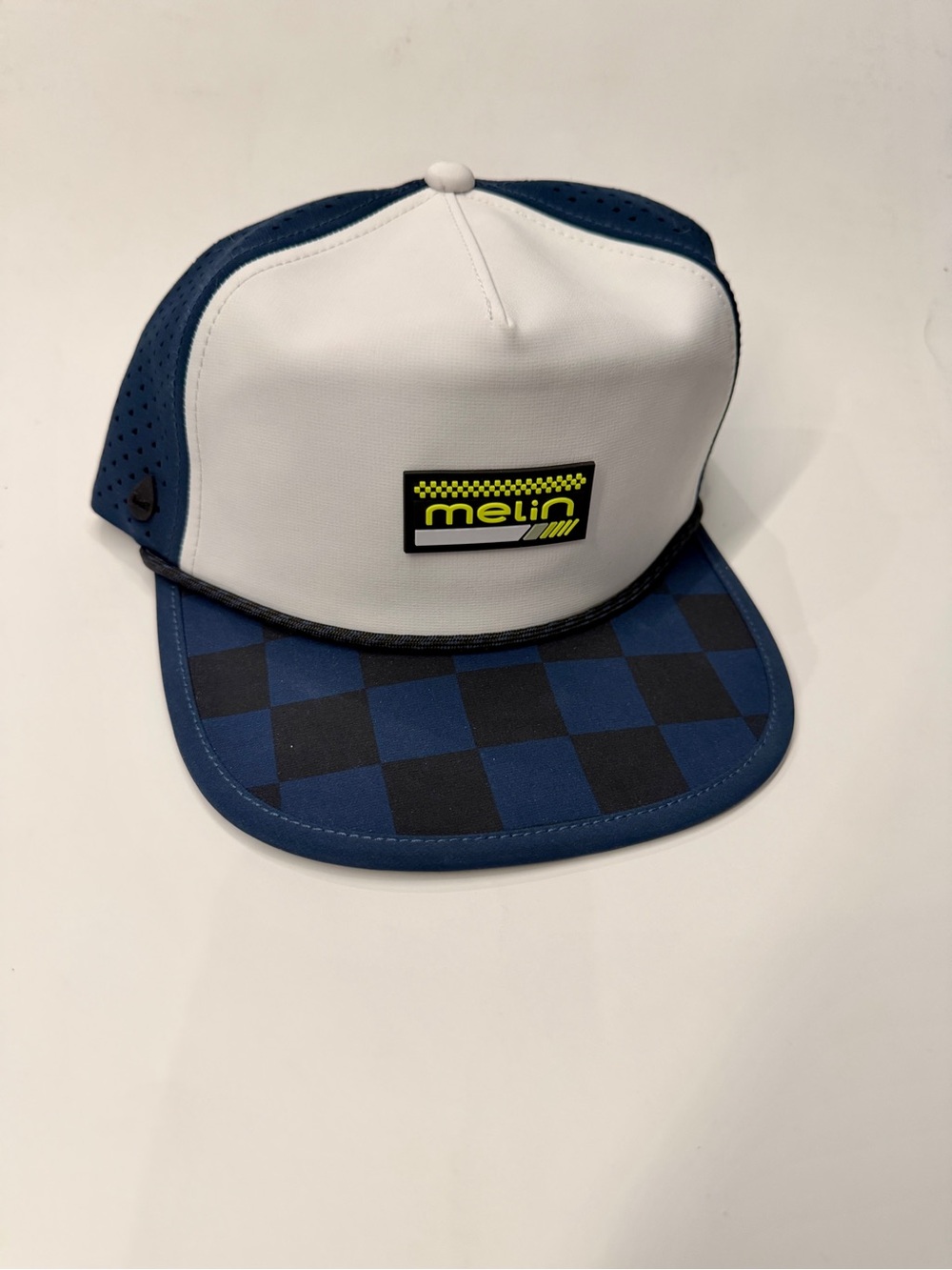 Melin Coronado MPH White & Navy Checker Snapback Hat Small